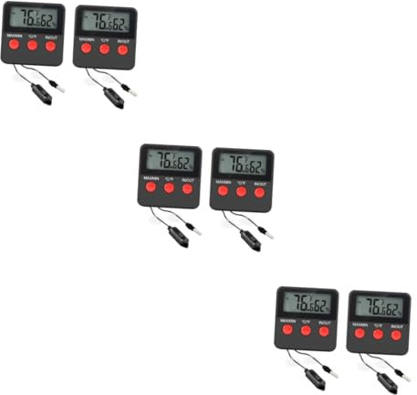 FRCOLOR Lot de 6 thermomètres numériques pour animaux de compagnie, pour réservoir, horloge, four, œufs, hygromètre pour bassin de reptiles, thermomètre à œufs, accessoires pour bassin à tortues ABS