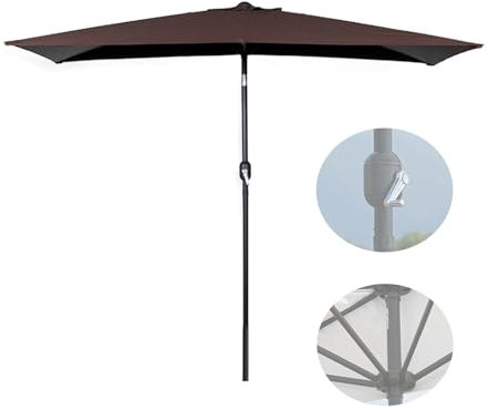200/250 cm Demi Rectangulaire Parasol de Jardin Parasol de Balcon Terrasse avec Manivelle Toile Protection UV (Color : Brown, Size : 250x130cm)