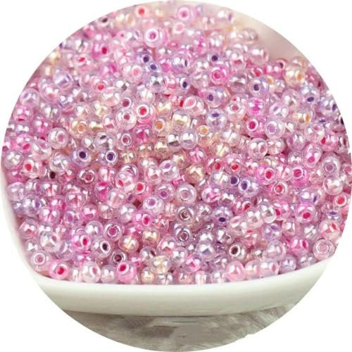2/3/4 mm Glasperlen, transparente Kristall-Rocailles-Perlen, geeignet für DIY-Schmuckarmbänder, lila-rosa Serie 4–4 mm, 150 Stück