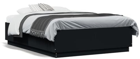 Bulliing Bettgestell mit LED Jugendbett Led Bettgestell Betten Bettrahmen Bed Frame Schwarz 135x190 cm Holzwerkstoff - 3209647