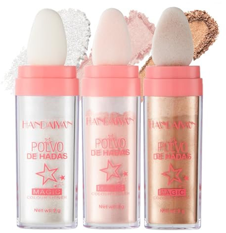 Highlighter Puder Makeup, 3er Pack Mehrzweck Körper Highlighting Patting Powder Stick, Fairy Schimmern Highlighter Stick Für Gesicht Und Körper Make Up, Leichter Und Lang Anhaltender Glanz