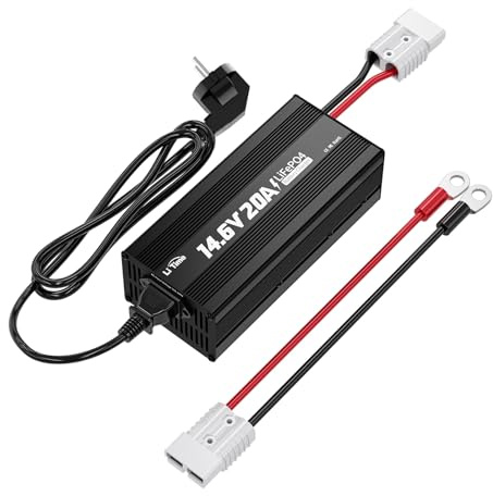 LiTime 12V 20A Lithium Batterieladegerät, 0V-Aktivierung, 14,6V AC-DC | Für LiFePO4 Akkus, Mehrfachschutz, Anderson-Stecker & LED-Anzeige, Smart 3-Stufen-Ladung für WoMo, Home, Solar & Off-Grid