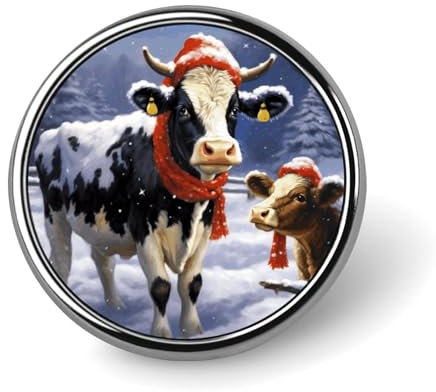 Personalisierter Button, Gedenknadel mit Weihnachts-Schneekuh-Aufdruck, runde Anstecknadel für Kleidung, Taschen, Jacken, Accessoires