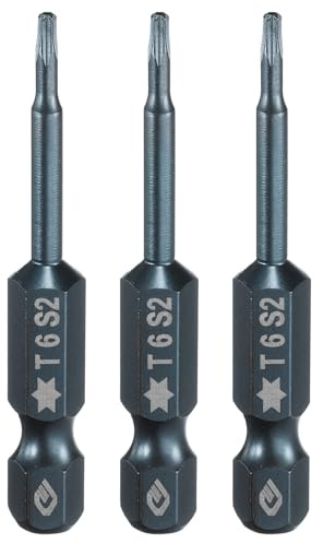 sourcing map 3pcs T6 Torx Cacciavite Bit 1/4 Hex Shank 2 Lungo S2 Acciaio Magnetico 6 Point Punte Cacciavite Grado Industriale Tamper Proof Star Drill Bit con Foro Torx Testa