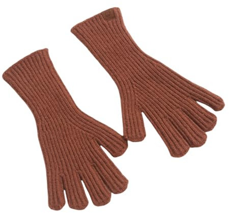 JINZIJINYU Warme Winter Strickhandschuhe Farblich Passende Handschuhe Mit Fehlenden Fingern Warme Winterhandschuhe Für Schüler Touchscreen Kältebeständig Einfarbig Strickhandschuhe Braun