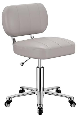 Barhocker auf Rädern mit Rückenstütze, PU-Leder-Friseurstuhl, 360° rotierende Hocker, höhenverstellbare Hocker, Friseursalensessel für Bar-Haar-Spa-Theke,C