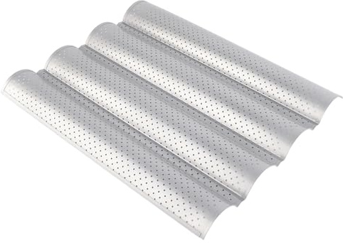 Nonstick Perforerad Baguettform, Fransk Bröd Bakmögel Panna för Krispig Fransk Bröd Bakning, Limbakform för Rostat Bröd, Matlagning och Gjutning (Fyra platser)