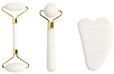 Natürlicher Jade-Gua-Sha & Gesichtsroller Set – Doppelfunktionale Pflegewerkzeuge für Lymphdrainage, Anti-Aging und strahlenden Teint