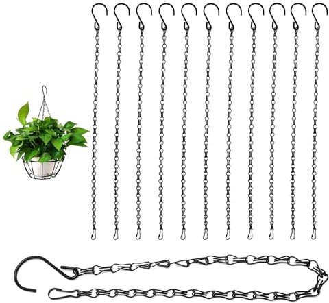 Jiavlyx 12 Stück 50cm Blumenampel Ketten Zum Aufhängen, Blumentopfkette Mit Haken, Hängekette Für Pflanzen, Blumenampel Metall Ketten, Für Hängepflanze, Blumentöpfe, Vögel, Laternen, Billboard