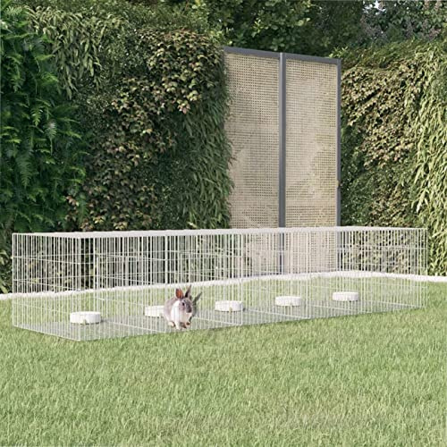 Xichuzi Kaninchenkäfig 5 Paneele 273x79x54 cm Verzinktes Eisen, Hamsterkäfig, Hasenkäfig, Kaninchenstall, Meerschweinchen Gehege, Meerschweinchen Käfig, Laufstall - 171571