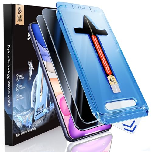 MAGIC JOHN 2 Stück für iPhone 11/ iPhone XR für Sichtschutzfolie (6,1 Zoll), 28-Grad-schutzwinkel-Einfaches, Auto-Dust-Eliminierung, 9H, Bläschenfrei, Einfache Installation