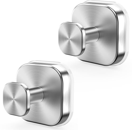 Cosicosy Suction Cup Hooks, Stainless Steel Towel Hooks, 2 Pack, Silver