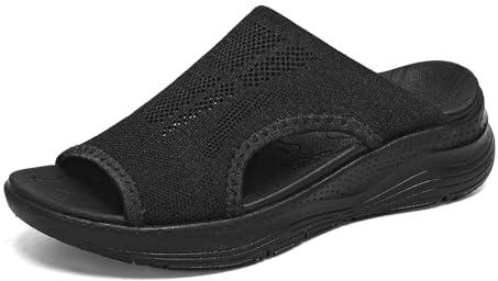 YESWIN Womens Orthopedic Platform Slides Sandals with Arch Support Ladies Comfortable Walking Open Toe Plantar Fasciitis Slip On for Summer