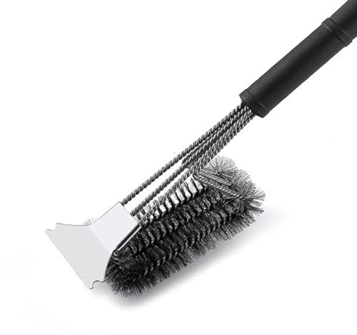 LHLXZQ Cepillo de Barbacoa, Cepillo de Limpieza para Parrilla con Cerdas de 3 Lados de Alambre de Acero Inoxidable y Rascador, 360° Limpiar, Herramientas de BBQ para Parrilla de Gas/Carbón/Eléctrica#1