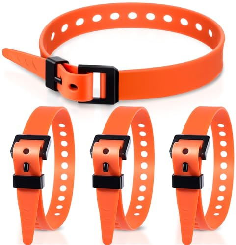 Blulu 4 Pack Reusable Industrial Straps 16 Length Reliable Tension Straps for Securing Bike Motor Gear -60 Lb. Working Load, Elastic Cable Ties for Welders Skis, Garden Hoses(Orange)