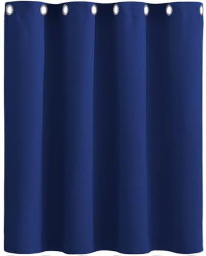 QINLIQIN Cortina Corta 116 x 140 cm Cortinas Acusticas Poliéster Color Sólido Separador de Ambientes para Habitacion Comedor, Azul Oscuro