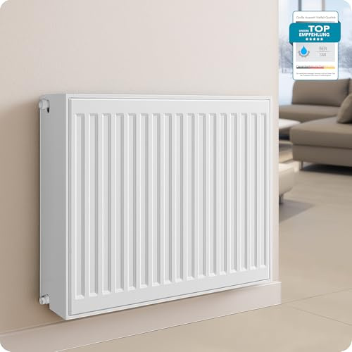 Belvit® Heizkörper Typ 33 | universeller Ventilheizkörper mit Mittelanschluss | 8 Anschlüsse | modern, kompakt & effizient | für Wandmontage geeignet | ideal für Wohnzimmer, Bad & Gäste-WC | weiß
