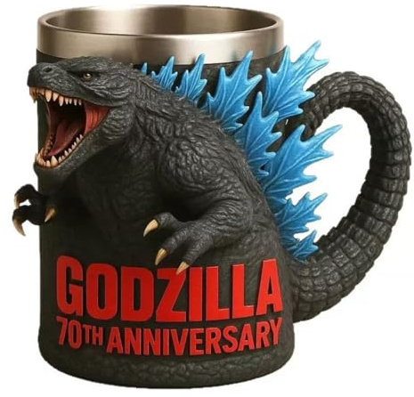 jiejack Godzilla Tazza da caffè 3D personalizzata in rilievo, idea regalo per gli amanti del cinema, idea regalo, bicchiere con design 3D (C)