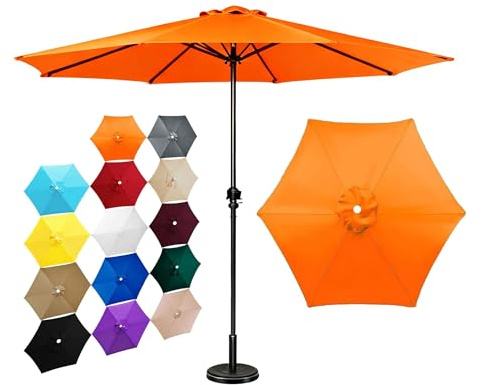 Replacement Parasol Canopy 6 Ribs, 2.0m, 2.5m, 3.5m, Patio Umbrella Replacement Fabric, for Yard, Beach, Garden Umbrella, Canopy Only, Beige, Red(Orange,2.0m/6-Ribs)
