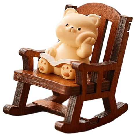 YUGSHNKFC Schaukelstuhl Tierfigur, Kunstharz, Basteldekoration, Miniatur Tierfigur, Dekoration für Schlafzimmer, Miniatur Figuren, Schaukelstuhl Tierfigur