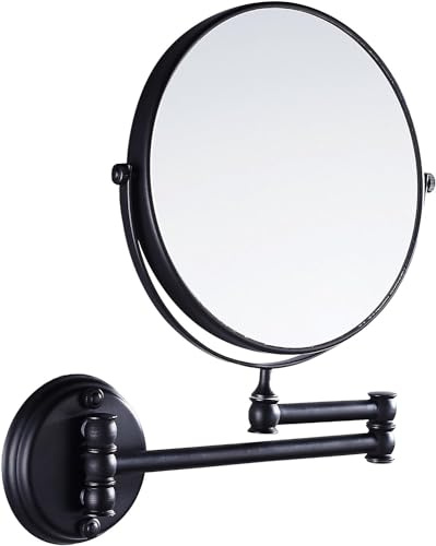 Eridanus Specchio Trucco da Bagno Parete Normale Specchio e Ingrandimento 3X Cosmetico da Trucco Adatto Girevole a 360° Estensibile Retroilluminato Bilaterale per Camera da Letto, Desktop, Nero