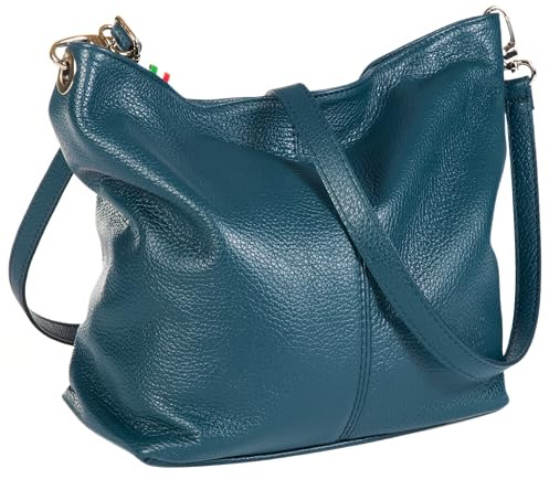LiaTalia - Adal - Borsa a Spalla vera pelle italiana, borsa di alta qualità realizzata in Toscana, borsa elegante e pratico - Verde Acqua Scuro