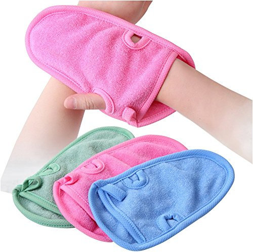 3PCS Bathing Gloves Shower Soft Skin Care Face Body Wash Massage Spa Mitt for Adult and Kids(Color Random)