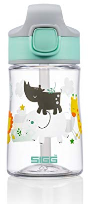 SIGG - Tritan Trinkflasche Kinder - Miracle Jungle - Mit Trinkhalm - Auslaufsicher - Spülmaschinenfest - Microwellengeeignet - Kratzresistent - BPA-frei - Schule & Sport - Grün mit Tieren - 0,35L