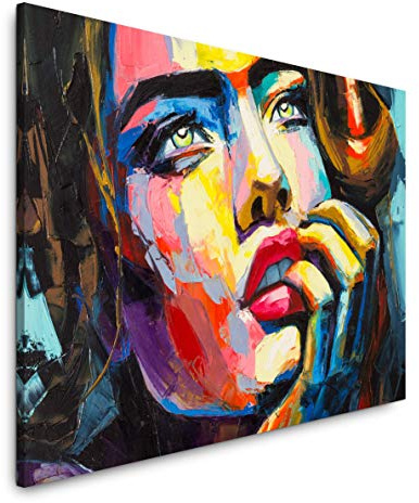 Paul Sinus Art Frau in bunt 120x 80cm Inspirierende Fotokunst in Museums-Qualität für Ihr Zuhause als Wandbild auf Leinwand in