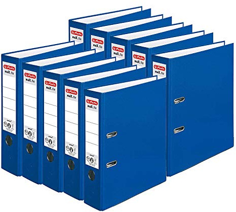herlitz Ordner A4, maX.file protect, maXimale Qualität (8cm Breit, Blau, 10er Pack)