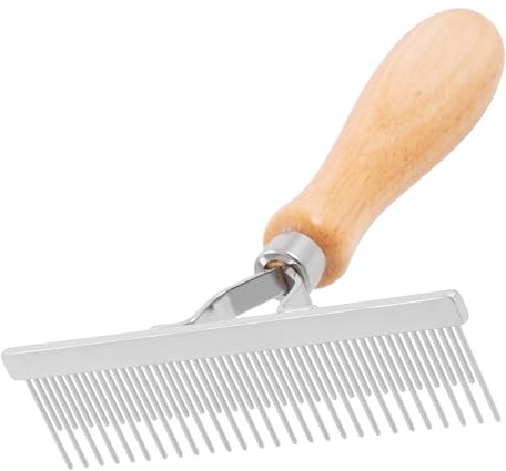 GROOM PROFESSIONAL Wooden Shedding Rake for Dogs - Dog Grooming Rake - Features Both Long and Short Pins for Effective Deshedding of Thick Undercoats - Suitable for all Sized Breeds