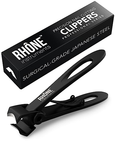 Rhône Instruments Nagelknipser – 420J2 chirurgischer japanischer Stahl, extra breite Backe, schneidet dicke Nägel, professionelle scharfe gebogene Fingernagel- und Zehennagelknipser für Maniküre und