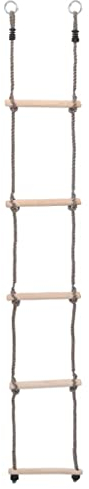 vidaXL Kiefernholz Massiv Leiter 5-Stufen Strickleiter Seilleiter Kletterleiter Holzleiter Kletterseil Kinderleiter Holzsprossen Kinder Garten 210cm
