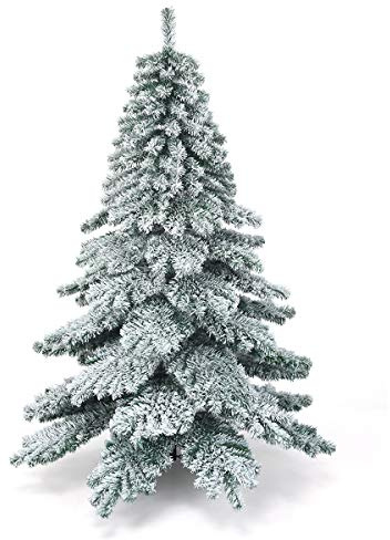 RELAX4LIFE 180 cm Künstlicher Weihnachtsbaum mit Schnee, Tannenbaum künstlich mit 657 Zweigen aus PVC, Christbaum mit Metallständer