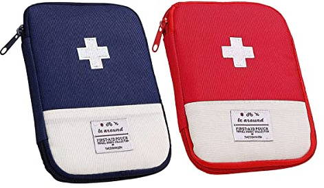 Kanyka 2 Stück Medikamententasche Unterwegs Klein, Mini Erste Hilfe Tasche Leer, Reiseapotheke Wasserdicht, kindernotfallbox, Apothekentasche, Notfalltasche für Im Büro, Auf Reisen,Camping