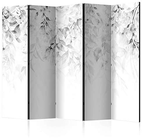 decomonkey Paravent Raumteiler Innen Pflanzen 225x172 cm 5 Teilig Beidseitig Room Divider Wall Raumteiler Stehend Trennwand Sichtschutz Spanische Wand Sichtschutzwand Wohnzimmer Holz Blumen Laub