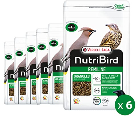 VERSELE-LAGA - NutriBird Remiline – Gepresstes Granulat – Alleinfuttermittel – für Frugi- und Insektenvögel – 6 x 1 kg