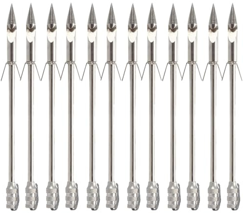 SOPOGER Fishing Dart Slingshot Arrows - 12 Pack Slingshot Fishing Reel Darts 5.9inch Silver Catapult Spear Fishing Arrows Bulk for Adults Hunting Bowfishing