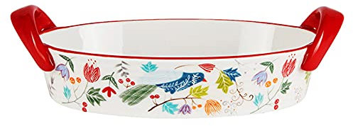 Fuente para Hornear Cerámica Gratin Platos para hornear, platos de gratinados PANNERAS OVALES PANTENERA DE PORCELANACIA COCINA DE PORCELAÑA CABILLA / BAKER, 10,5 pulgadas, plato de cazuela para cena y