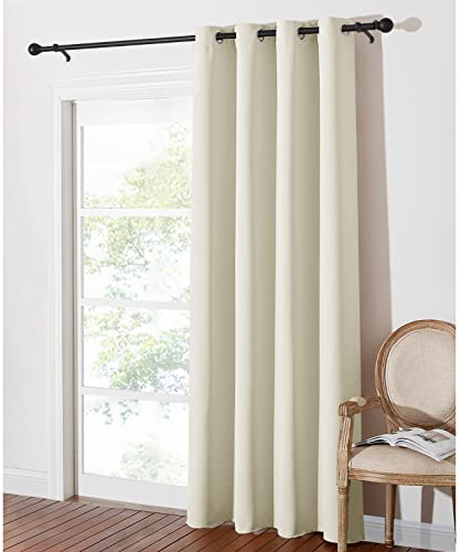 PONY DANCE Blickdichte Gardinen mit Ösen Thermovorhang Wohnzimmer Gardinen Blickdicht Verdunkelungsvorhang Kinderzimmer Curtain, 1 Stück H 210 cm x B 132 cm, Hellbeige