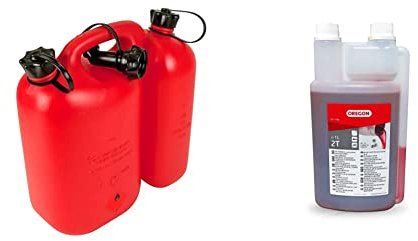 Oregon Red Combi-Can, 5L Fuel & 3L Oil, Semi Synthetic 2-Stroke Engine Oil, 2T (Twin Neck 1L Bottle)