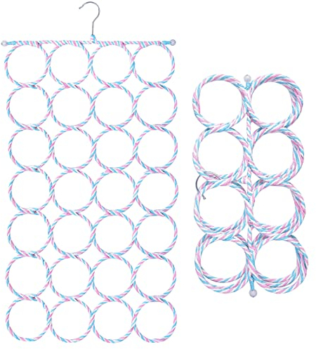 Schalhalter Aufhänger Schalbügel Krawattenhalter mit 28 Löchern Klappbarer Kleiderschrank Organizer Gürtelhalter Gürtelbügel Haken für Tücher Krawatten Schals Gürtel Socken, Zufällige Farbe