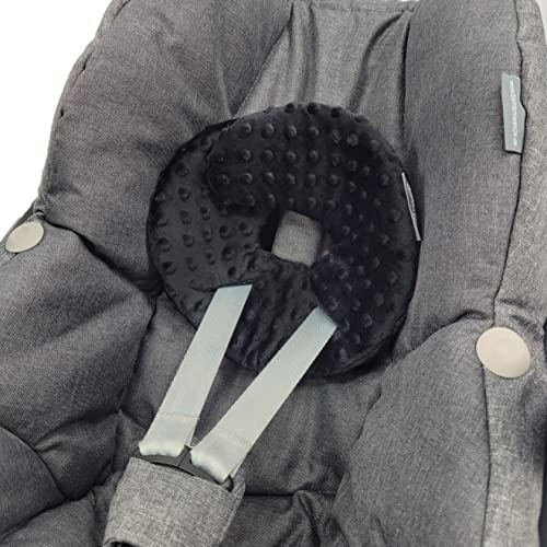 BAMBINIWELT Kopfstütze KOPFPOLSTER Kopfkissen für Babyschale kompatibel mit Maxi-Cosi Pebble und Pebble Plus (Minky schwarz)