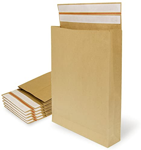 Buste in carta kraft con doppia striscia in silicone da 3 tasselli per spedizione e imballaggio. Sacchetti di carta per inviare vestiti, accessori, decorazioni o regali - Ofituria