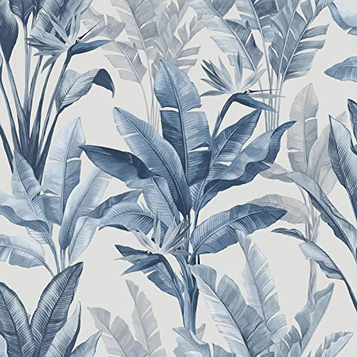 Rasch Akari 282893 Papier peint Motif feuilles de Madagascar Tropical Bleu