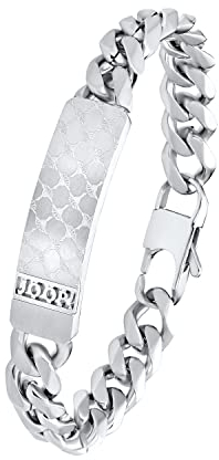 JOOP! Identarmband Edelstahl Herren Armschmuck, 21 cm, Silber, Kommt in Schmuck Geschenk Box, 2033966