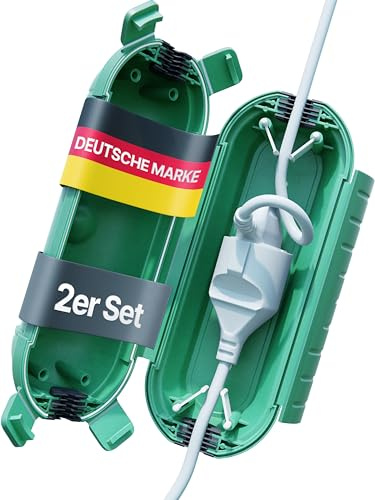 Adlerfokus Kabelbox wasserdicht IP44 [DAS ORIGINAL] Wetterfeste Elektrobox | 2 Stück - Sicherheitsbox - Outdoor Box wasserdicht - Steckerschutz aussen wasserdicht - Schutzbox für Deine Elektronik