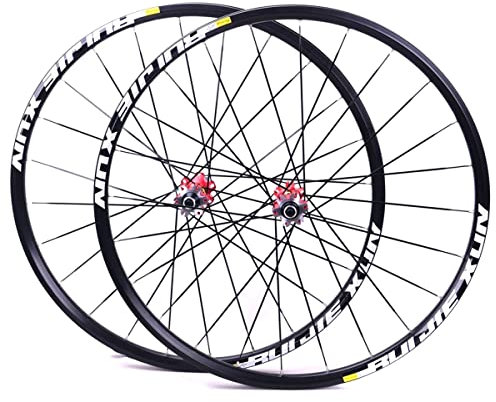 RUJIXU Mountainbike Laufrad 26 27,5 29 Zoll Scheibenbremse MTB Fahrrad Laufradsatz Double-Layer-Felge Abgedichtetes Lager QR 8 9 10 11-Fach Kassette Carbon-Nabe (Color : Red hud, Size : 29)
