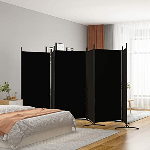 Homgoday Schwarz Stoff Raumteiler 520x180cm, 6-Falt-Paravent, Sonnenlichtschutz, Wohnzimmer/Schlafzimmer Model350273