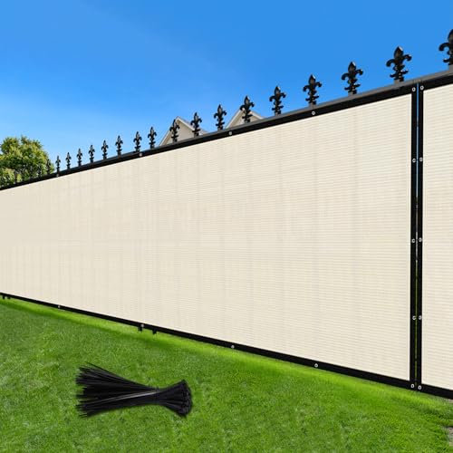 LOVE STORY Sichtschutzmatte für den Außenbereich, 1,5 m x 15,7 m, Netz-Zaunabdeckungen, Sichtschutzzaun, Windblock mit Ösen für Terrasse, Garten, Wand, Hinterhof, cremefarben (wir fertigen